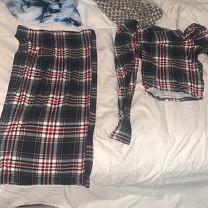 Plaid MIDI Skirt Set - From Rainbow
